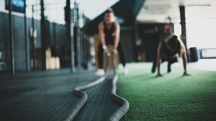 Kettlebells lined up on the floor