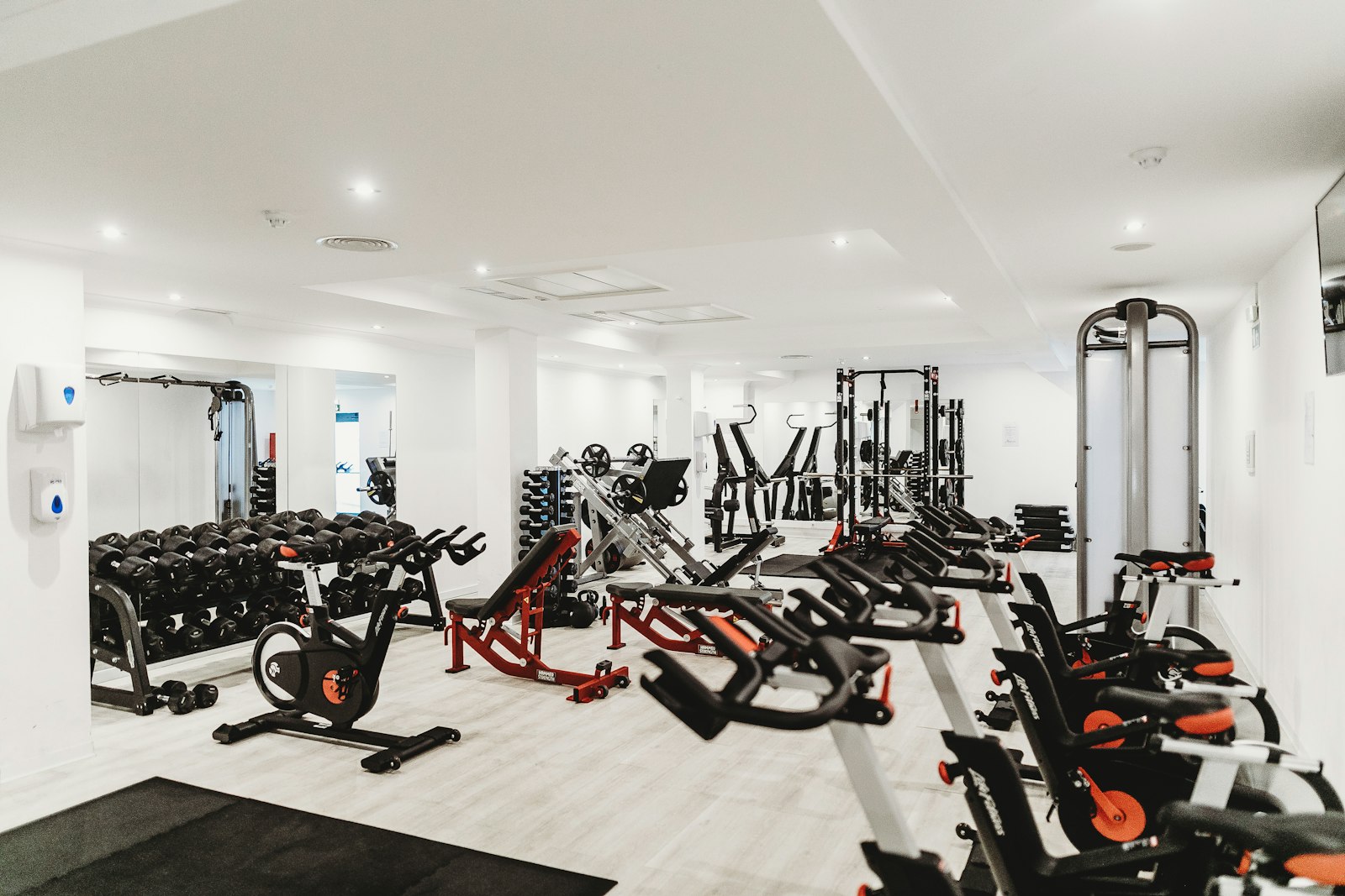Dramatic gym interior at night