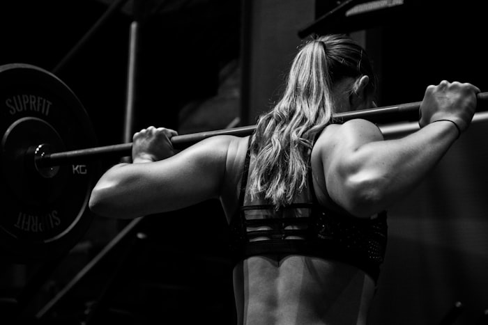 Loaded barbell with chalk