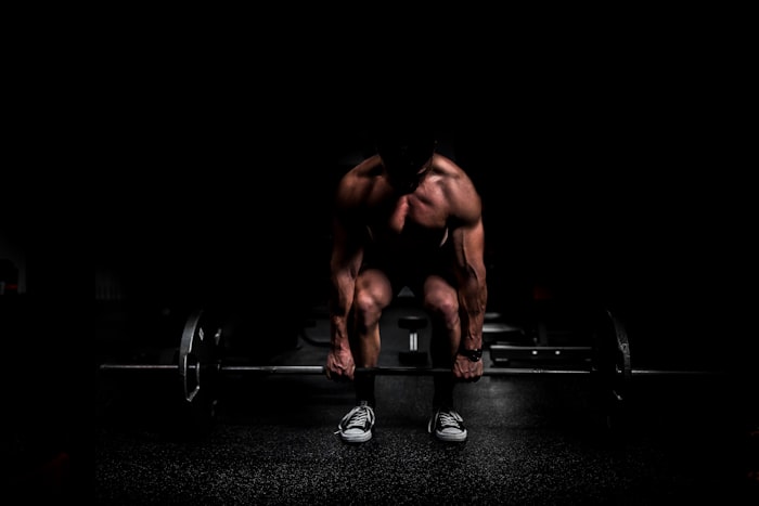 Rack of dumbbells and kettlebells