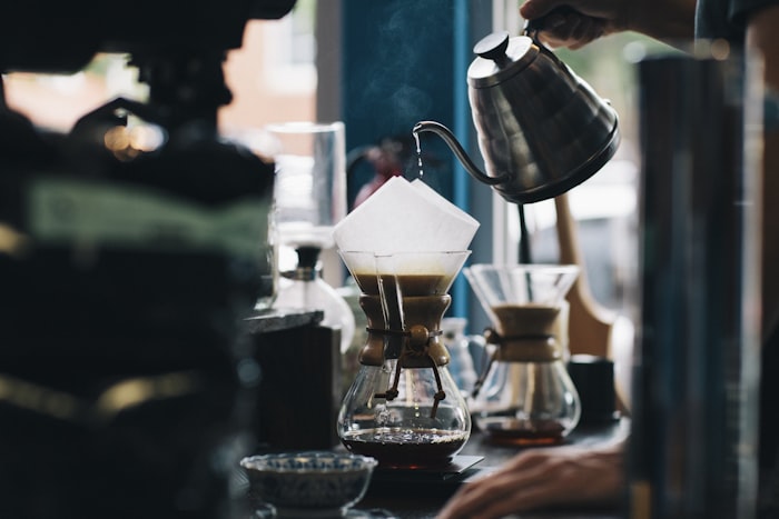 Latte art in a ceramic cup